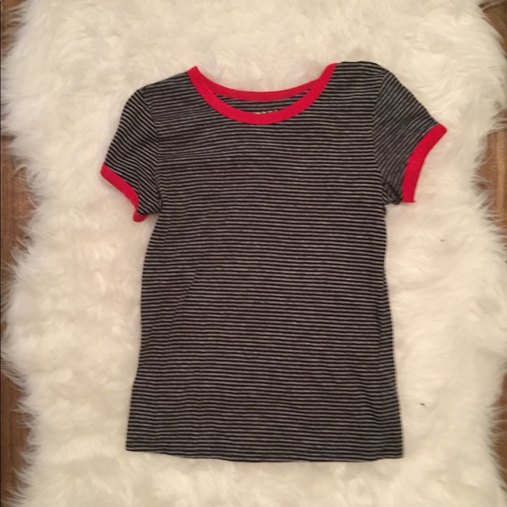 Striped Arizona Tee with Stylish Red Trim